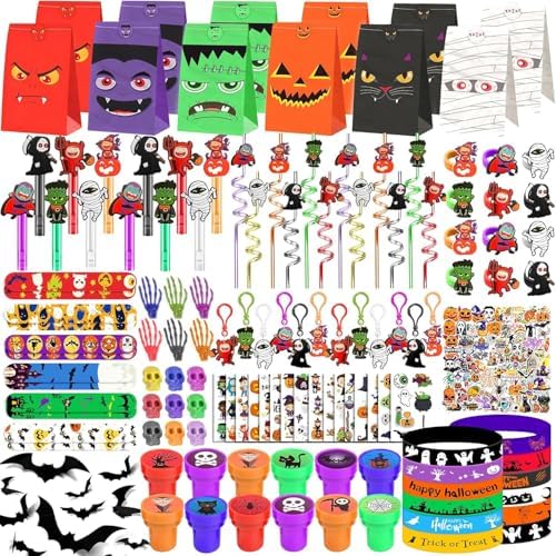 ONBKYGF 453PCS Halloween Party Favors Supplies Decorations, Halloween Treat or Trick Goodie Bags Pinata Fillers Stuffers Halloween Classroom Prizes Gifts for Kids by ONBKYGF