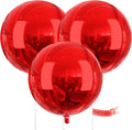 PartyWoo Red Large Round Giant 4D Jumbo Inflatable Foil Balloons 3pcs | 50 Inch by PartyWoo