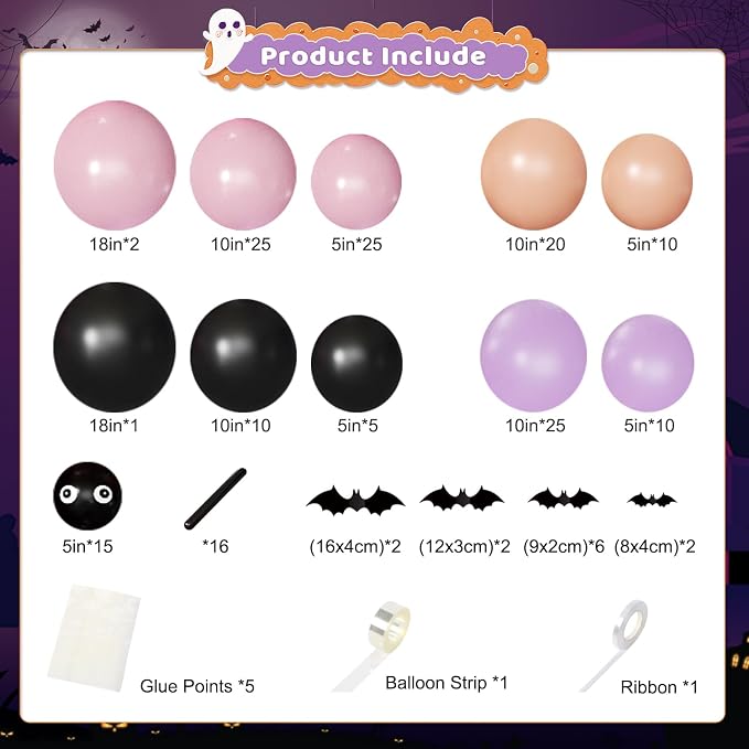 Halloween Balloon Arch Kit for Halloween Theme Party Decorations | Pink Peach - Image 2