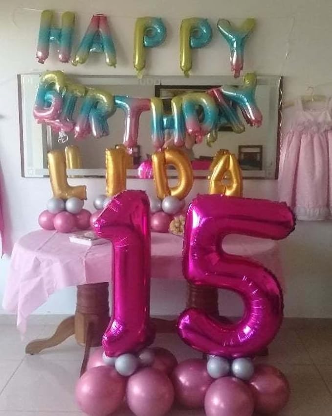 40 Inch Hot Pink 15 Number Balloons Giant Jumbo Huge 15 or 51 Foil Mylar Helium - Image 4