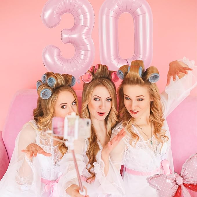 TONIFUL 40 Inch Pastel Pink Number 0 Balloons Large Foil Birthday Decor | Light - Image 3