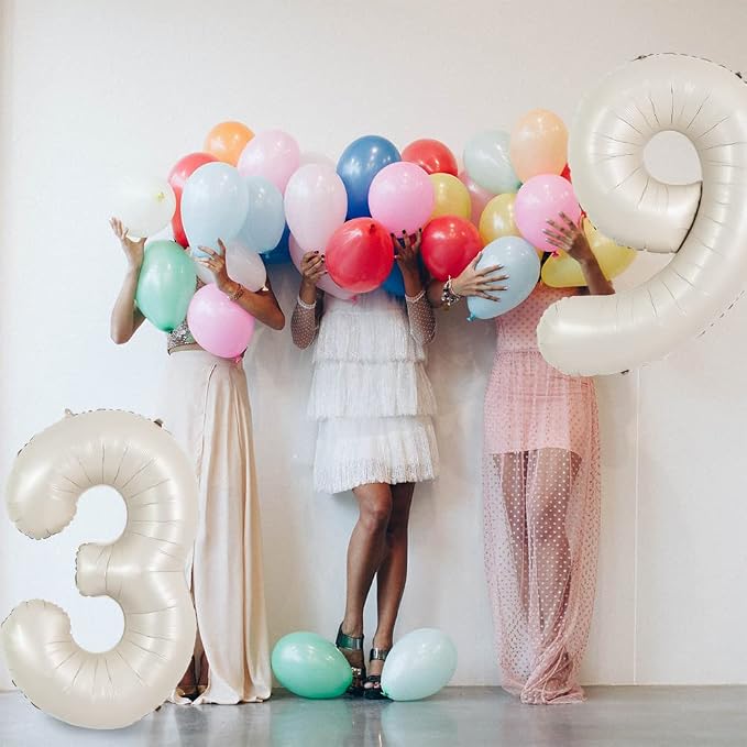 TONIFUL 40 Inch Cream White Large Numbers Balloon 0-9 Birthday Party Decorations - Image 5
