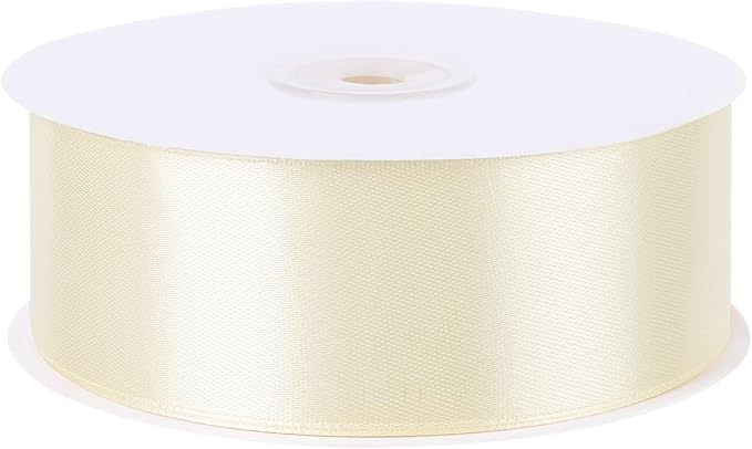 woric Ivory Satin Ribbon 1 1/2 Inch 60 Yards Cream Ribbon | Smooth Sheen - Image 4