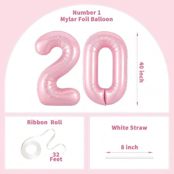 Number Balloons Pink Party Balloon - Image 2