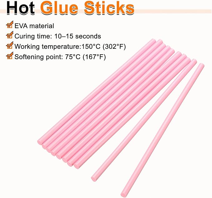 HARFINGTON 10pcs Hot Glue Sticks 0.28" Dia x 5.91" Long EVA Mini Hot Melt Adhesive Glue Stick for Hot Melt Gun Wood Plastic Glass Flowers Fabrics Foam, Pink