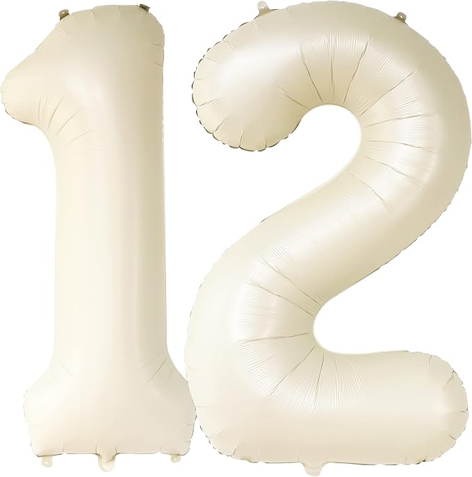 KatchOn Cream White Number 12 Balloon 40 Inch, 12th Birthday Balloon Decor | - Image 8