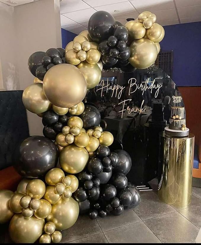 Black and Gold Balloon Arch Garland Kit 153pcs - Image 6