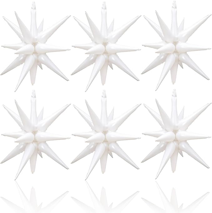 HILAVO 6PCS White Star Balloons, 22Inch Huge White Explosion Star Balloons by HILAVO
