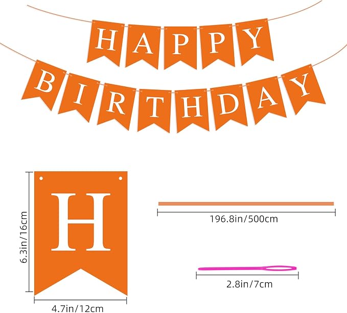 Orange Happy Birthday Banner Birthday Sign - Image 2