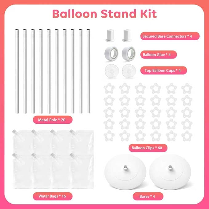 Balloon Column Stand Set of 4, Adjustable 15-79 Inch Metal Spiral Balloon Tower - Image 6