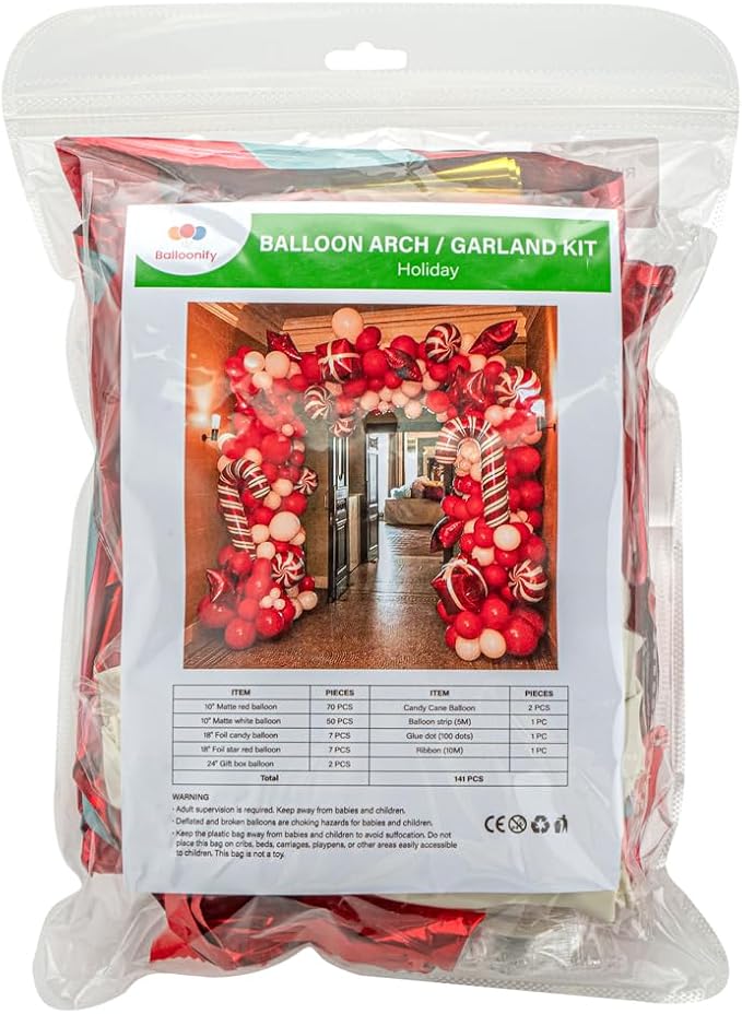 Restaurantware-Balloonify Christmas Balloon Arch Kit, 1 Holiday Decoration Kit - Image 2