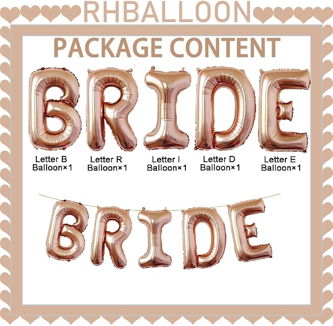 Rose Gold Wedding Balloon Bride Balloons Bridal Shower Letter Balloons - Image 4