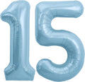 TONIFUL 40 Inch Pastel Blue Number 15 Foil Balloons Large Mylar Foil Digital 15 by TONIFUL