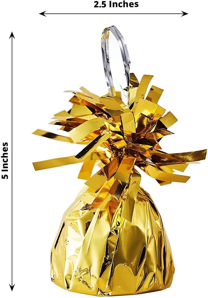 Efavormart 12 Pack Metallic Gold Foil Tassel Top Balloon Weights, Shimmering - Image 3