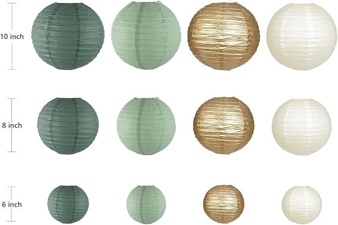 ZOOYOO Sage Green Paper Lanterns Decorative, Forest Green Party Hanging Paper - Image 2