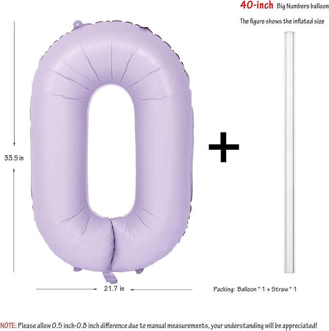 40 In Matte Purple Number Balloons Helium Foil Mylar Balloon Digital 0 | Perfect - Image 2