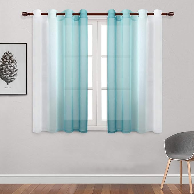 DWCN Faux Linen Ombre Sheer Curtains - Image 2