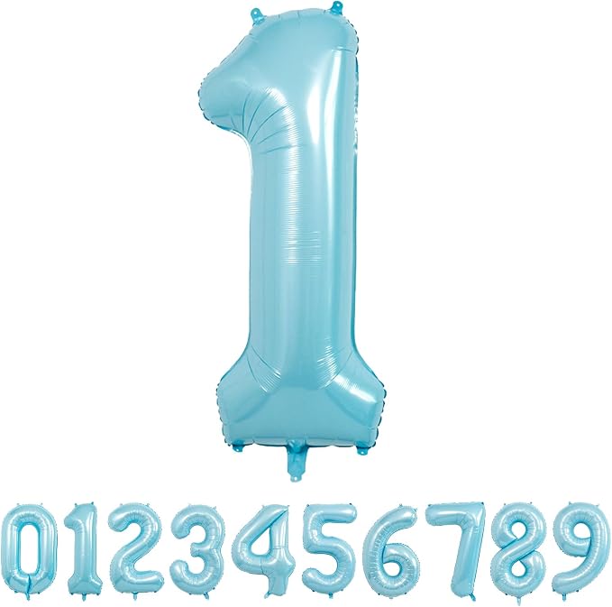 40 Inch Light Blue Number Balloons, Helium Mylar Foil by Unknown