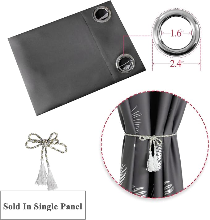 Curtain for Sliding Glass Door 100W x 84L Inch Long Elegant Silver Palm Tree - Image 7