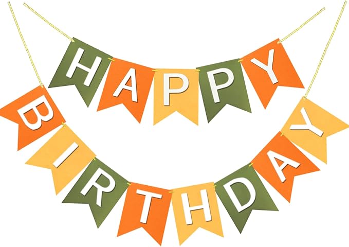Letjolt Orange Happy Birthday Banner Handmade Boho Theme 13pcs | Birthday Party by Letjolt