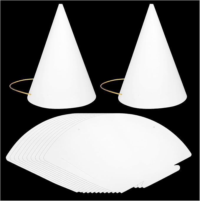 10 Pcs White Party Hats, Birthday DIY Party Hat Crafts by Unknown