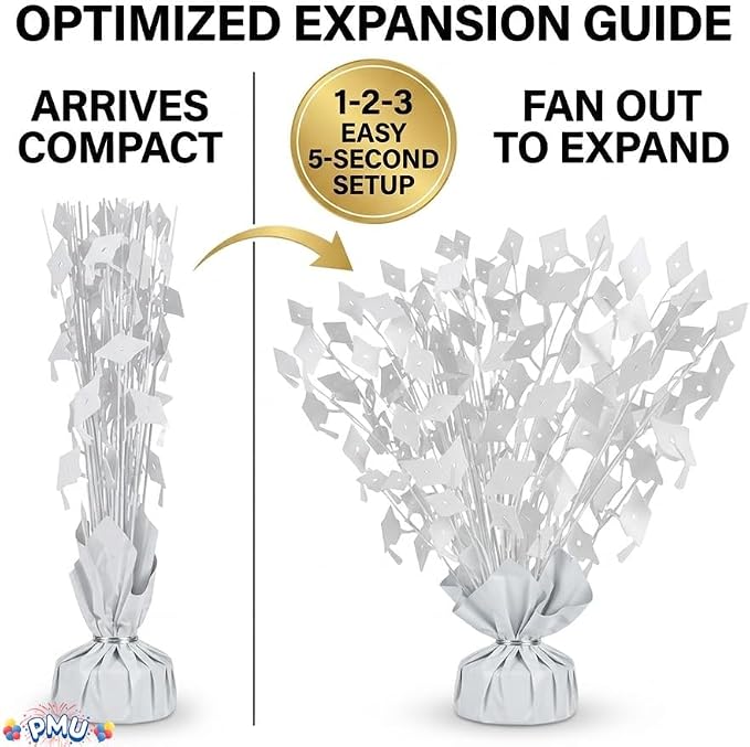 PMU 3 Pcs White Graduation Balloon Weights, Graduation Centerpieces - Image 5