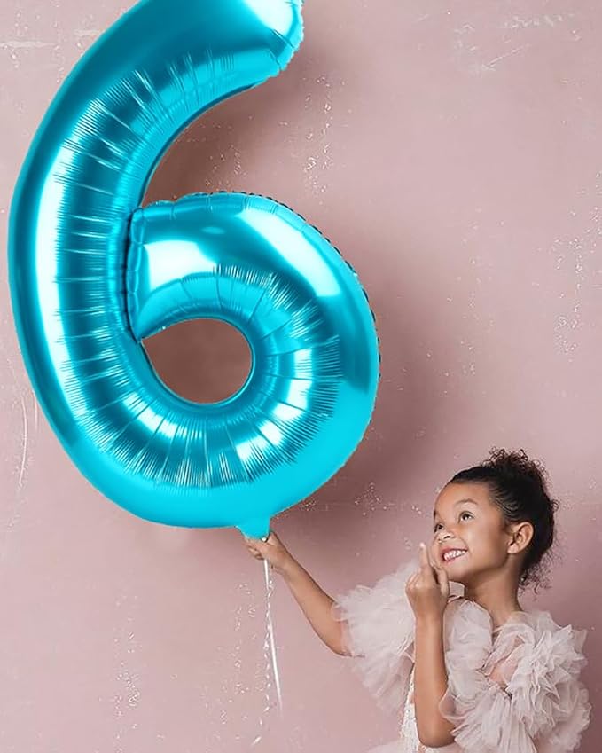 Number 6 Balloons 40 Inch for 6 16 Birthday Party Decorations, Light Blue | - Image 2