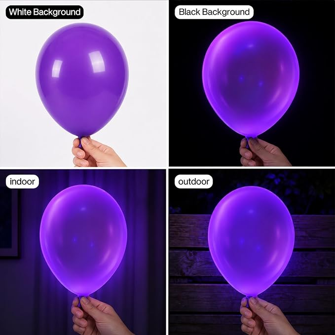 100 Pcs UV Neon Balloons, Neon Glow Party Balloons UV BlackLight Balloons glow - Image 2