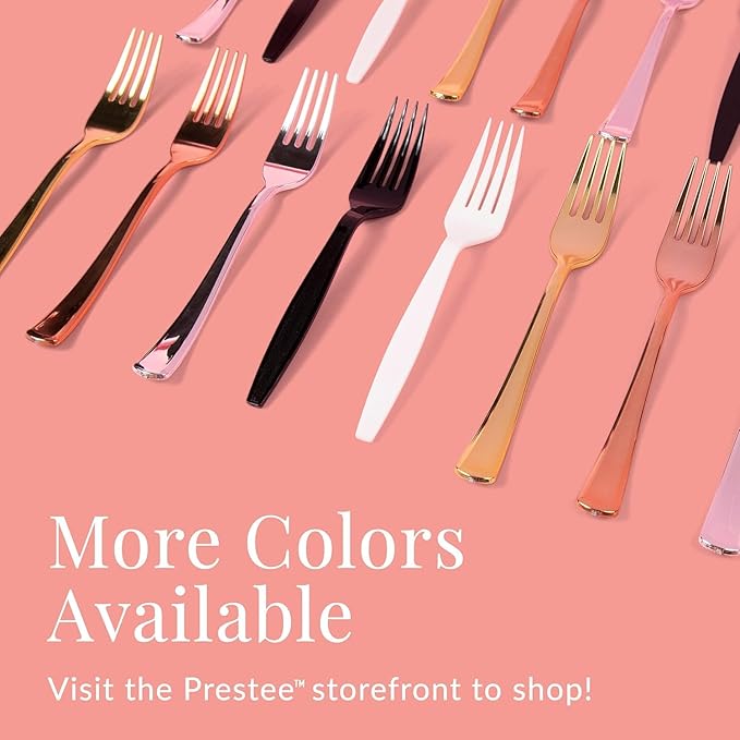 Prestee 300 Plastic Forks Heavy-Duty, Heavyweight Silverware Forks, Fancy Plastic Cutlery, Elegant Disposable Fork Pack, Bulk Disposable Flatware, Silver Fork for Christmas Holiday (Silver)
