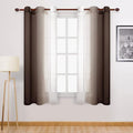 DWCN Brown Faux Linen Ombre Sheer Curtains by DWCN