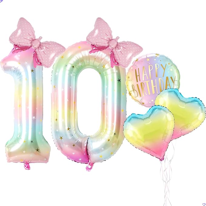 10 Balloon Numbers 10th Birthday Decorations by Unknown