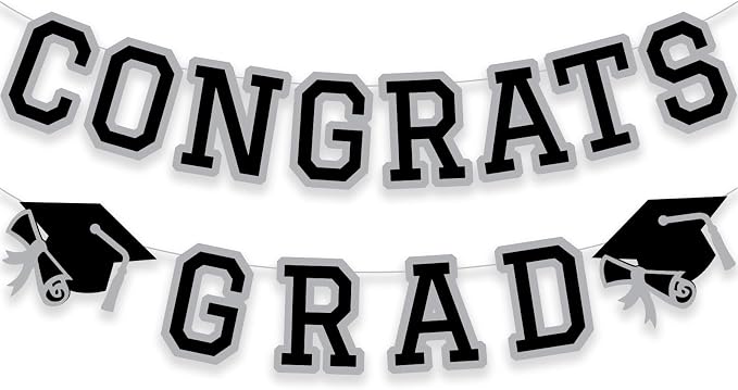 Congrats Grad Banner Graduation Party Banner Decoration Hanging Garland High by Unknown