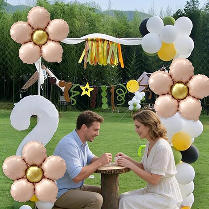 Daisy Balloons Pink Flower Balloons Kit Groovy Party Decorations - Image 2