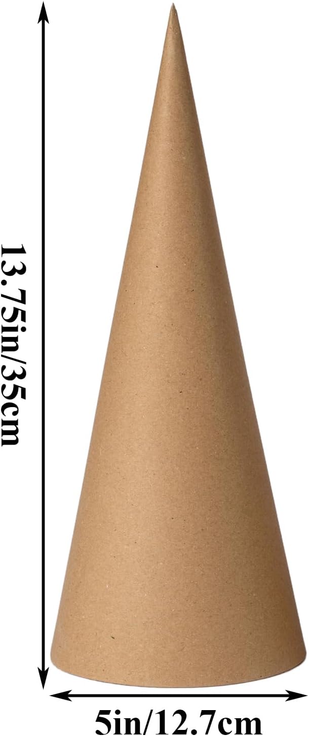 Crafjie 6PCS Paper Mache Cones Open Bottom 13.75x5 in, Paper Cone - Image 2