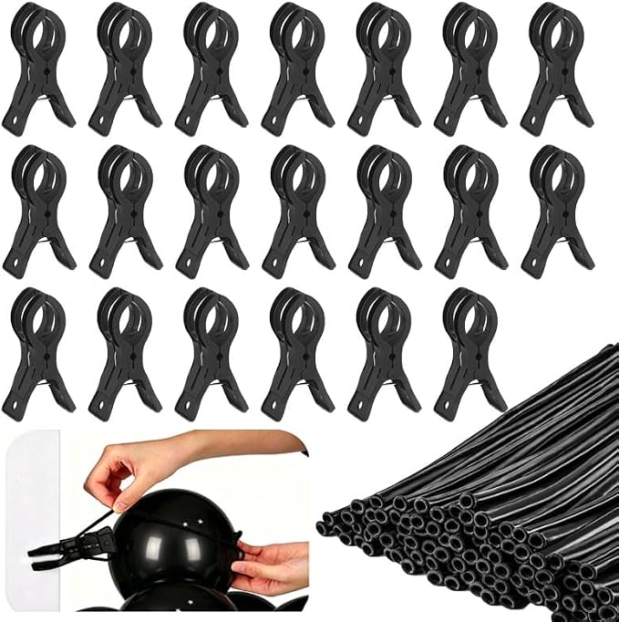 20 Pack Clips for Balloon Arch & 100 Pcs Long Skinny Balloons by Unknown