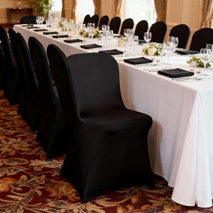 100 Pcs Black Folding Chair Cover Washable Removable Universal Fitted Chair - Image 7