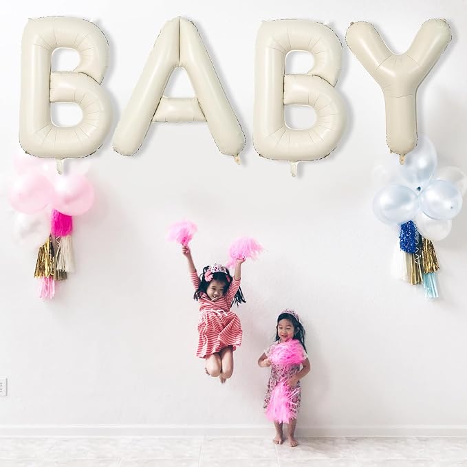Cream Name Balloon Letters, Large Mylar Helium Alphabet L Custom Balloon Letter - Image 4