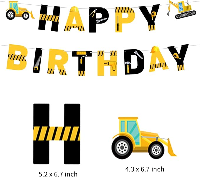 Construction Birthday Decorations, Construction Birthday Banners Hanging Swirls - Image 4