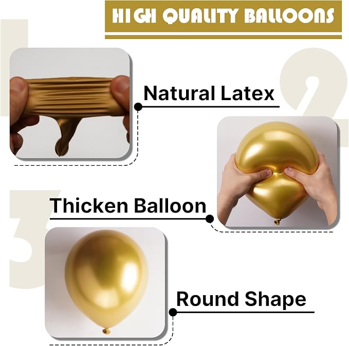 PartyWoo Gold Balloons 100pcs Metallic Gold Chrome Color 5 Inch | Balloons - Image 8