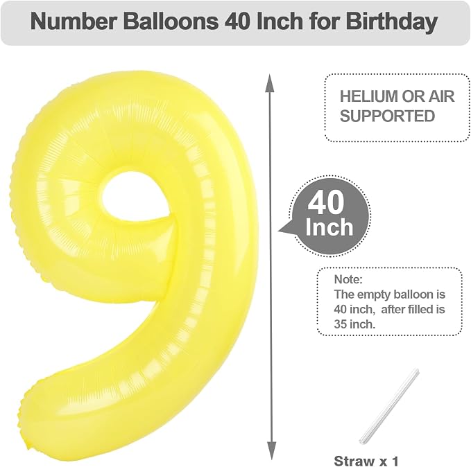 2 Balloon Number 40 Inch for Yellow Birthday Party Decorations | Mix & Match - Image 5