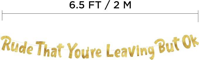 Pre-Strung Rude That You're Leaving But Ok Gold Glitter Banner - Image 4