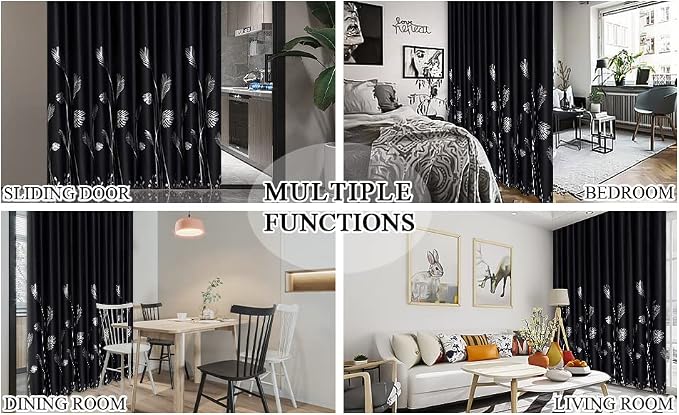 Room Divider Curtain for Sliding Glass Door 120W x 84L Inch Silver Palm Tree - Image 9