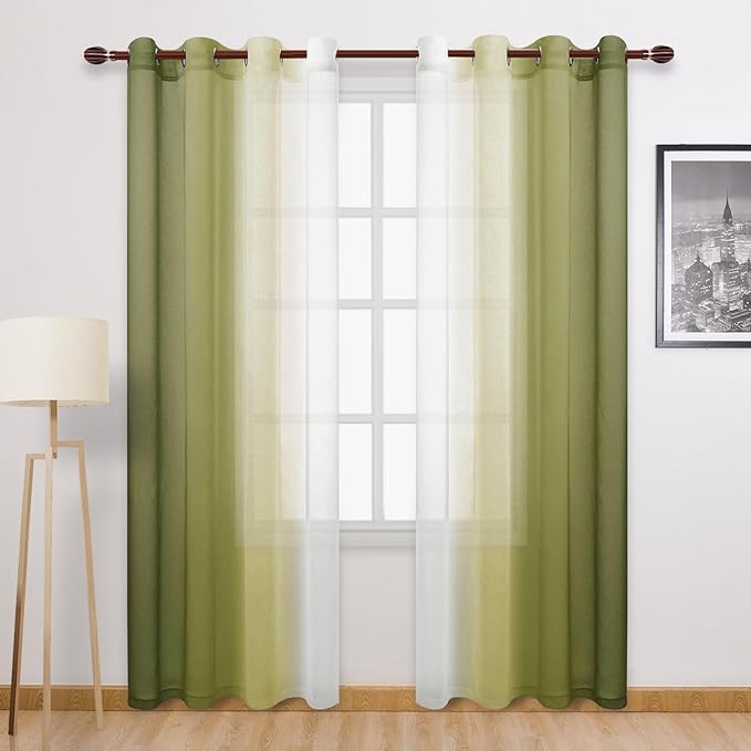 DWCN Ombre Faux Linen Sheer Curtains by DWCN