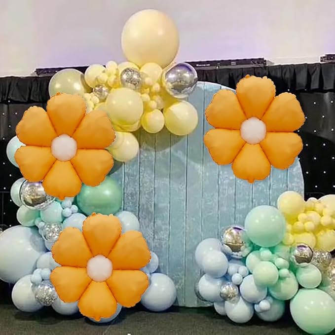 Daisy Balloons Yellow Flower Daisy Balloons Kit Groovy Party Decor Supplies - Image 5
