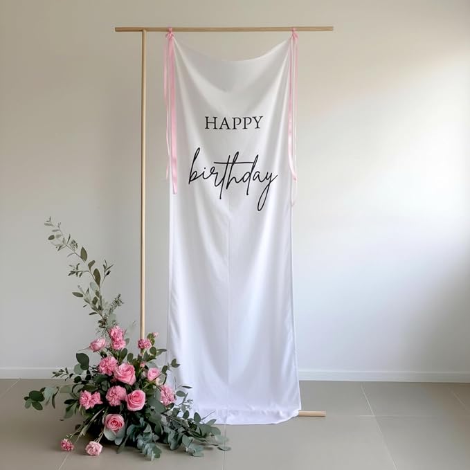 Tingjoo 27 × 78 Inch Happy Birthday Fabric Banner Long Birthday Party - Image 5