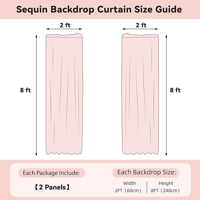 Sugargirl Gold Sequin Backdrop Curtain 2 Panels 2FTx8FT Glitter Gold Background Drapes Sparkle Photography Backdrop for Party Wedding Birthday Wall Decoration