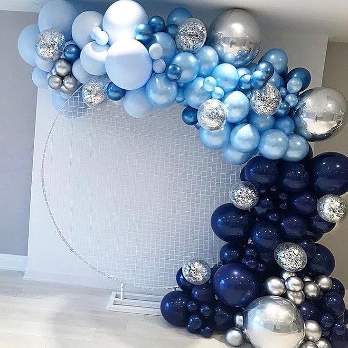 Paready Blue Silver Balloons, 12 Inch Confetti Balloon Metallic Silver Party - Image 5