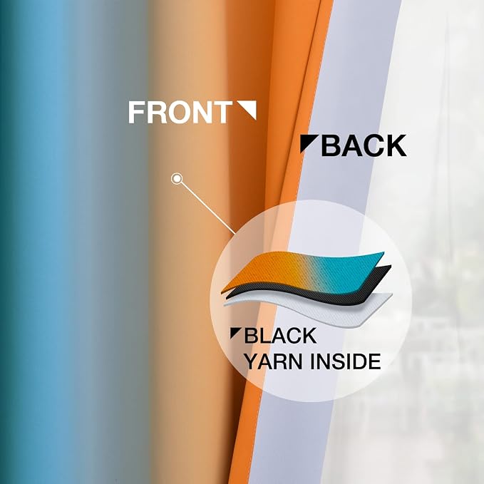 Yakamok Ombre Blue and Orange Curtains - Image 5