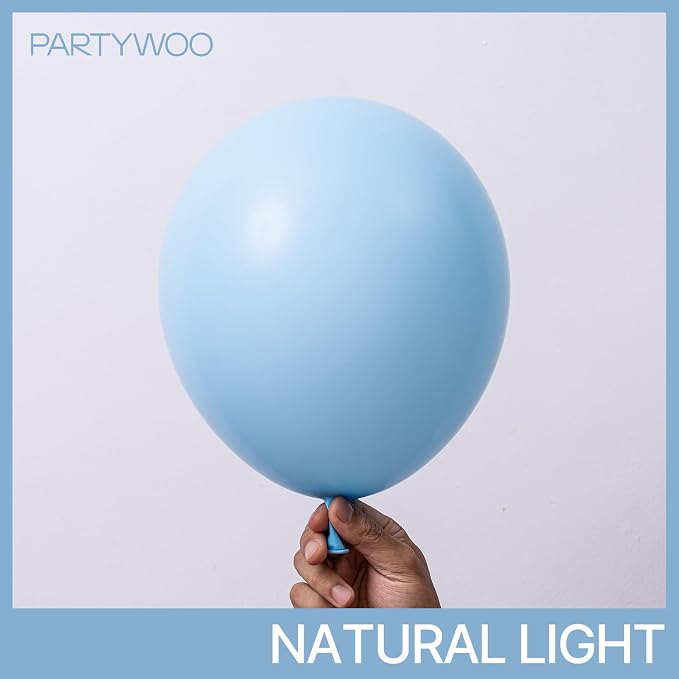 PartyWoo Light Blue Balloons 100pcs Baby Pastel Sky Aqua Blue Color | Balloons - Image 3