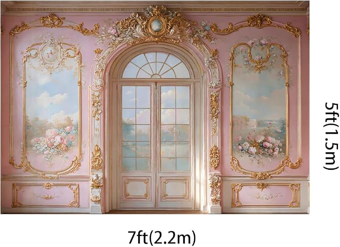 Kate 7x5ft Luxury European Style Castles Arch Photography Backdrops Pink Wall - Image 2
